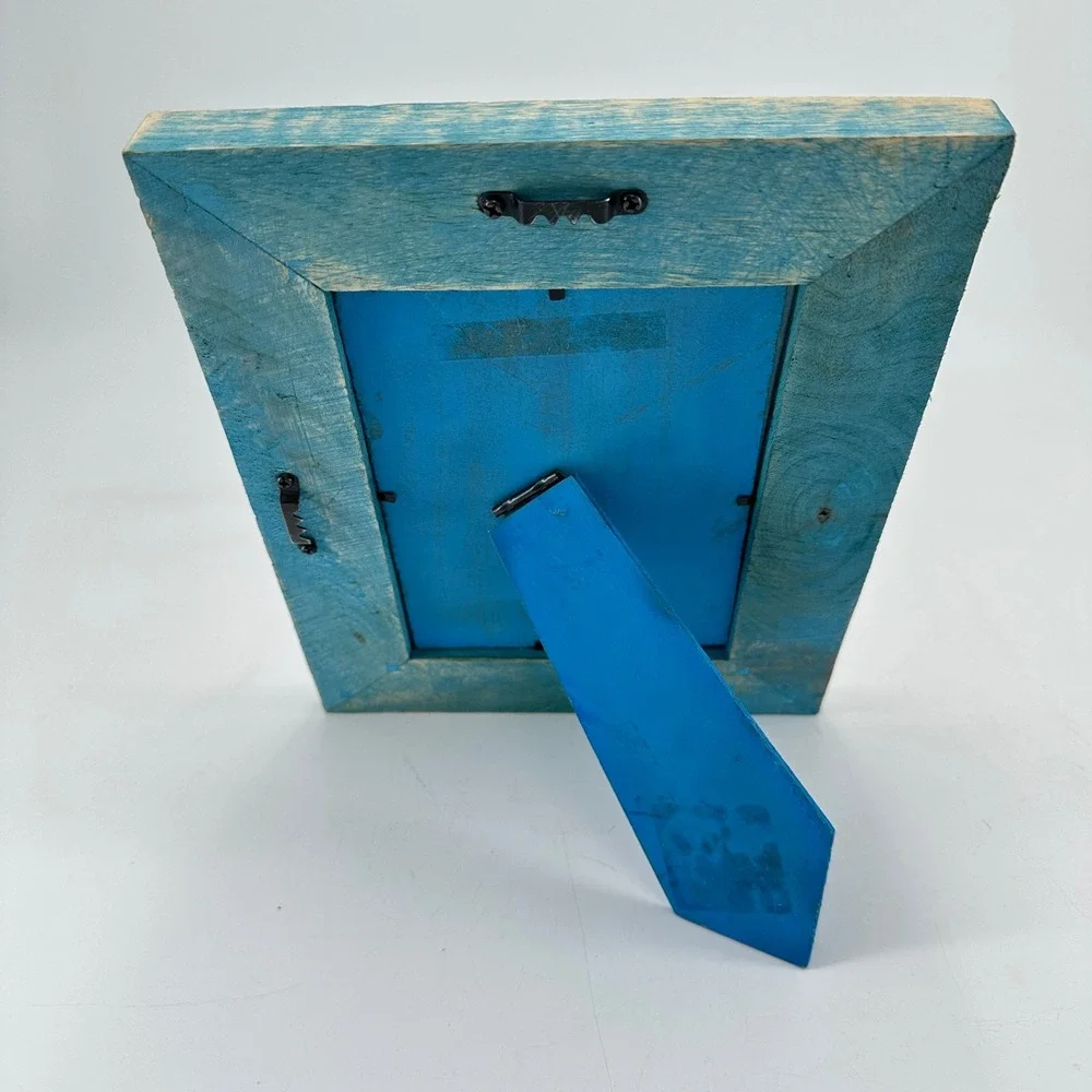 Rustic‎ Distressed Teal Blue Wood Picture Frame 5x7 Tabletop Wall Mount Coastal